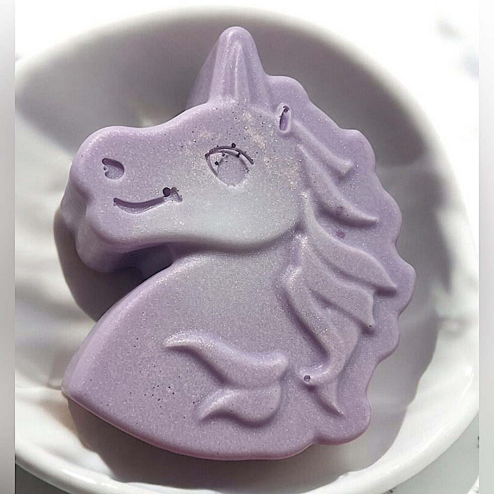 Jasmine Lavender shimmer soap handmade Purple Unicorn 3x2in 6oz shea butter